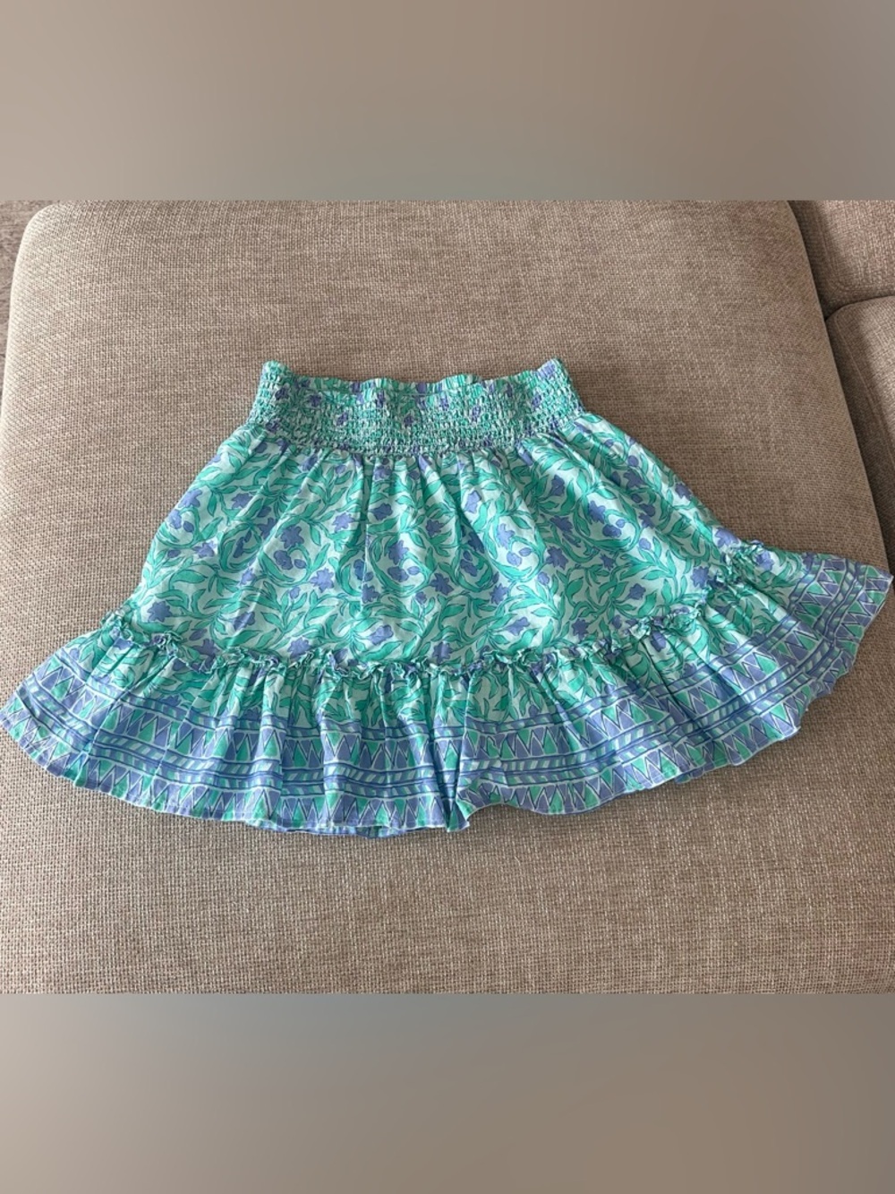 Vineyard Vines Aqua and Lavender Floral Tiered Mini Skirt